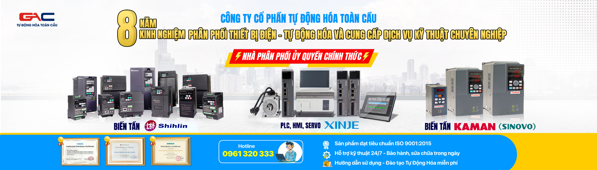 Tự Động Hóa Toàn Cầu là nhà phân phối ủy quyền chính thức Xinje, Kaman, Shihlin tại Việt Nam