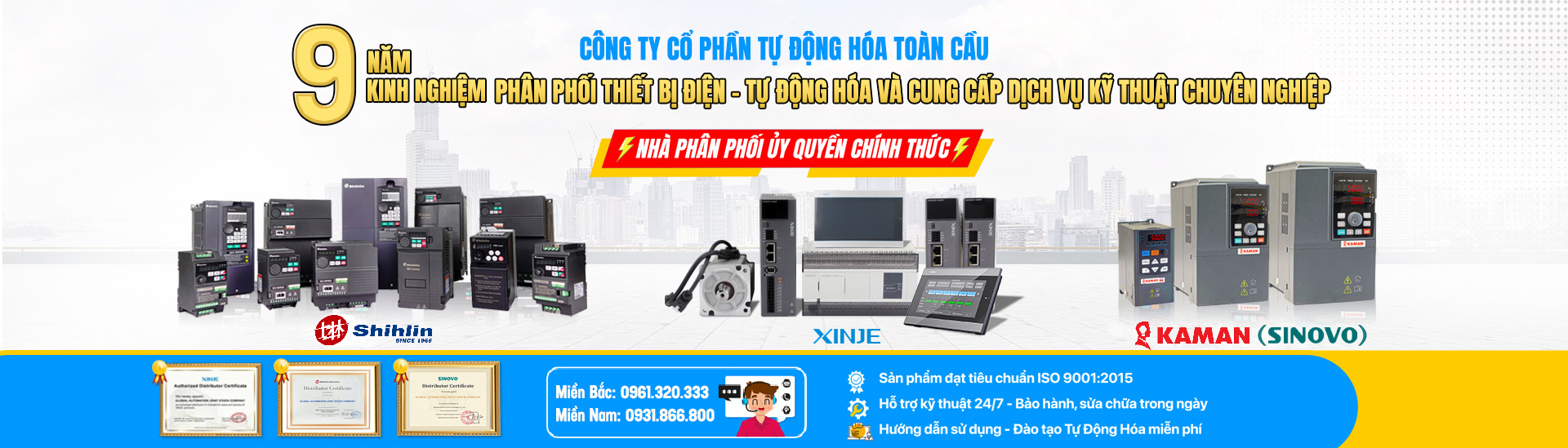 Tự Động Hóa Toàn Cầu nhà phân phối thiết bị Shihlin, Xinje, Kaman tại Việt Nam